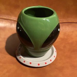 👽☕️ Roswell Alien Extra Terrestrial UFO Coffee Mug with Saucer Gen Z ☕️🛸